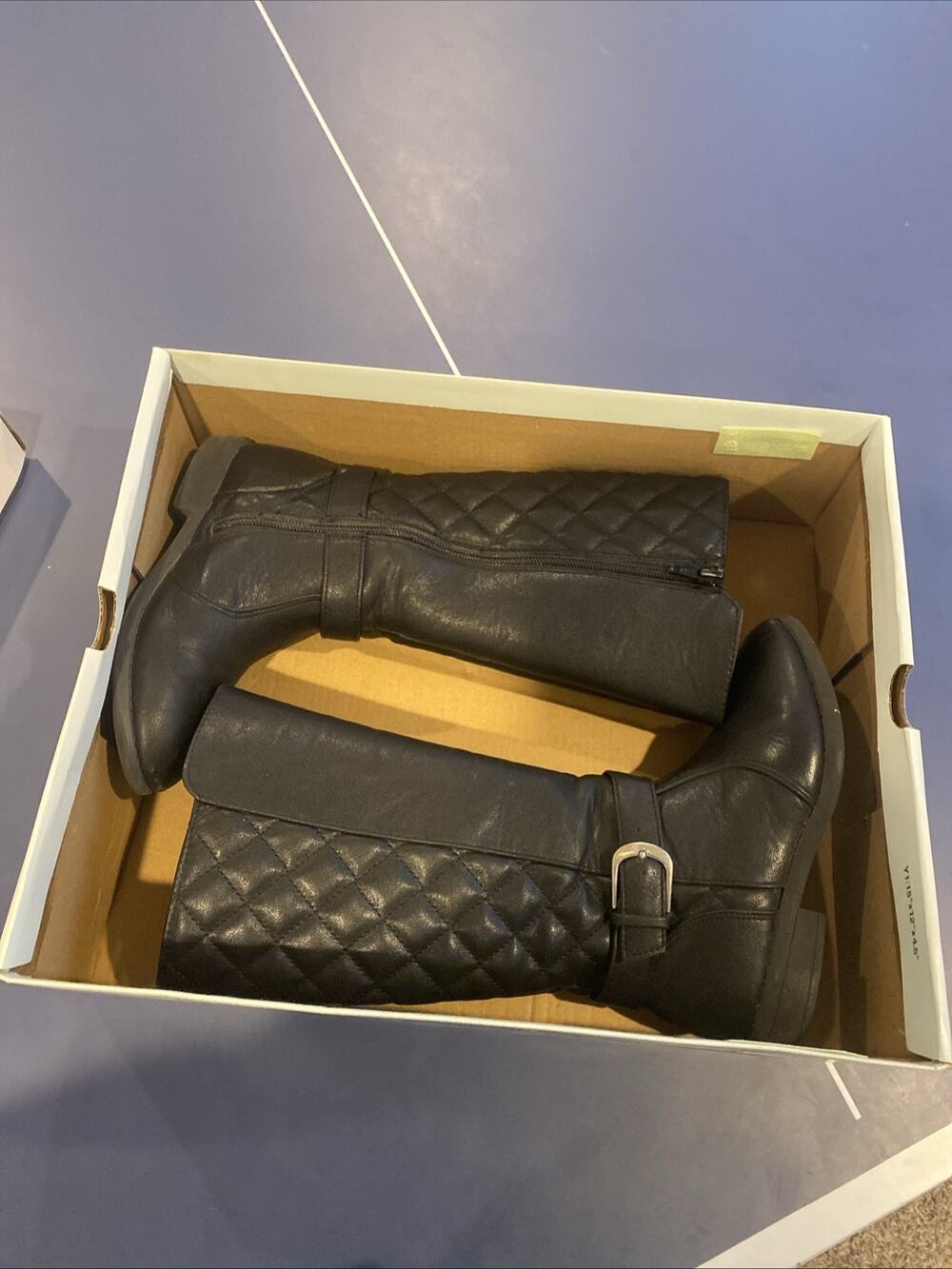 So Youth Girl's Hip Hop Zip Up Knee High Quilted Fashion Boots Black Size:13 91N
